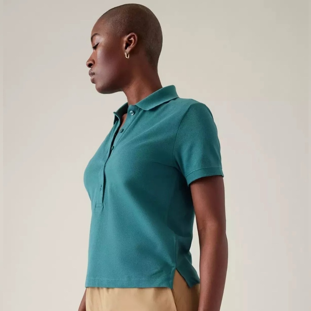 NWT Athleta Pique Short Sleeve Borealis Green Size 3X
